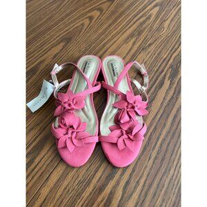 Kim Rogers Wayflower Memory Foam pink floral open toed sandals size 9M
